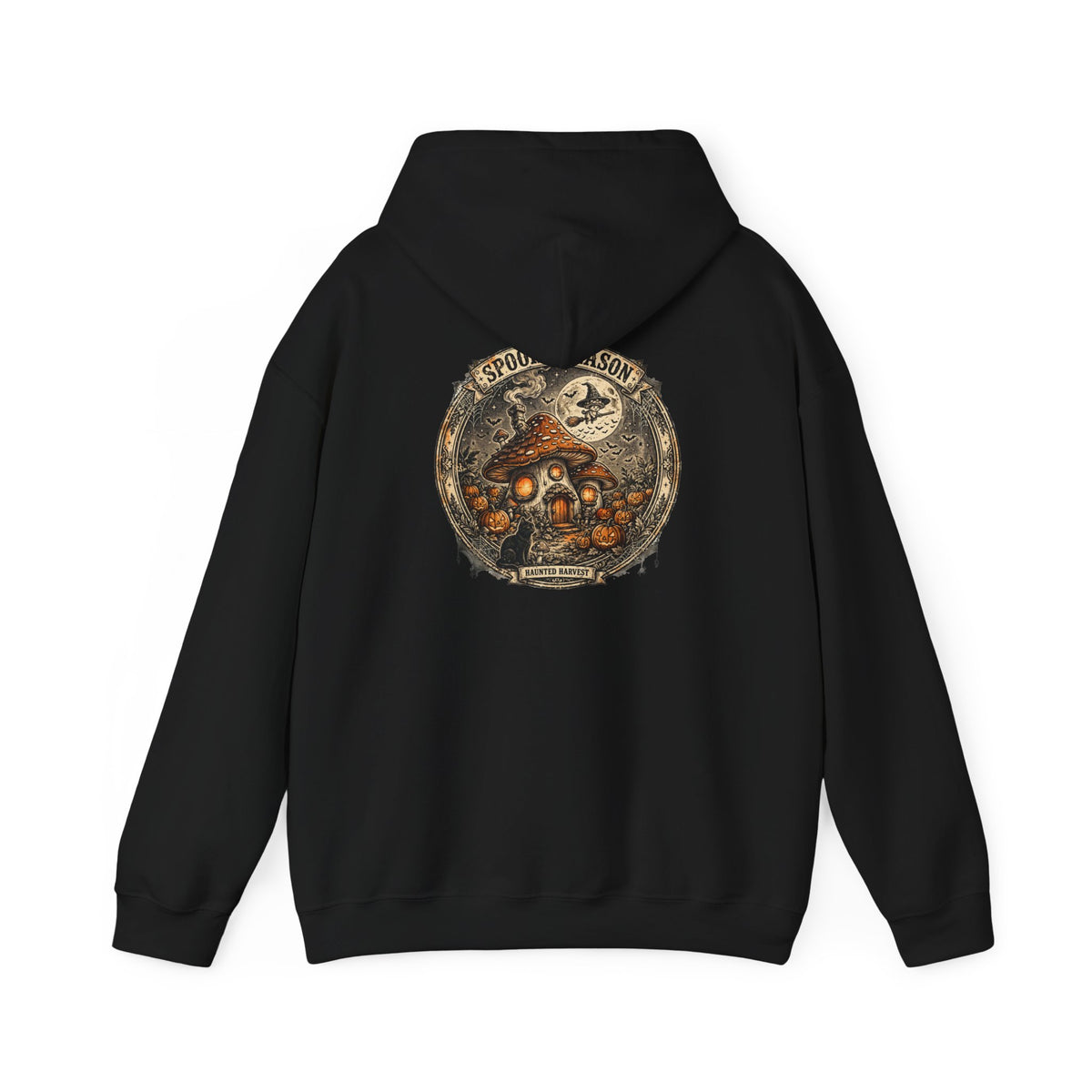 Haunted Harvest - Spooky Season Vintage Badge Hoodie
