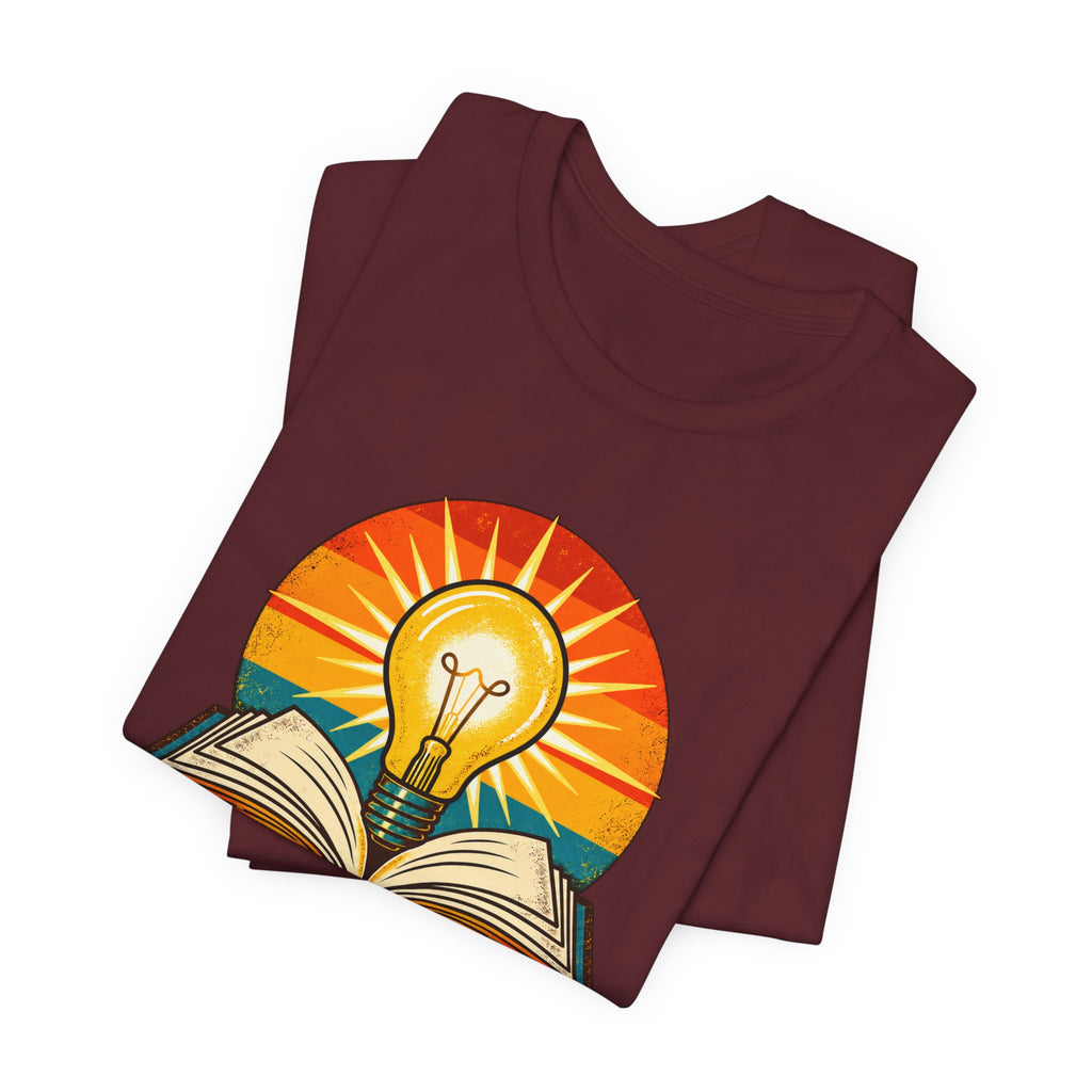 Knowledge Replaces Fear Retro Book Lightbulb Tee