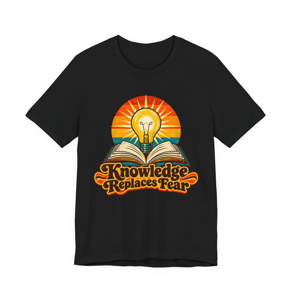 Knowledge Replaces Fear Retro Book Lightbulb Tee