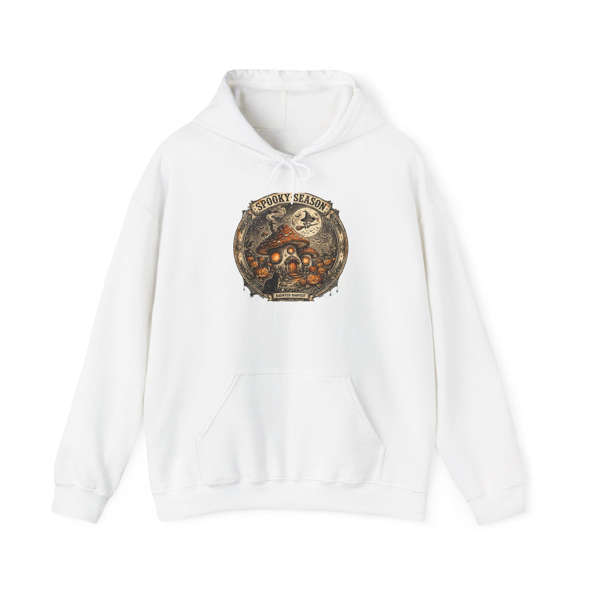 Haunted Harvest - Spooky Season Vintage Badge Hoodie