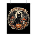 Stay Spooky - Black Cat Familiar Vintage Badge Halloween Poster