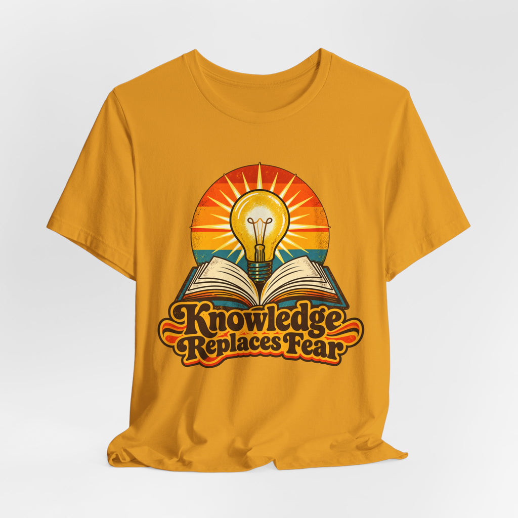 Knowledge Replaces Fear Retro Book Lightbulb Tee