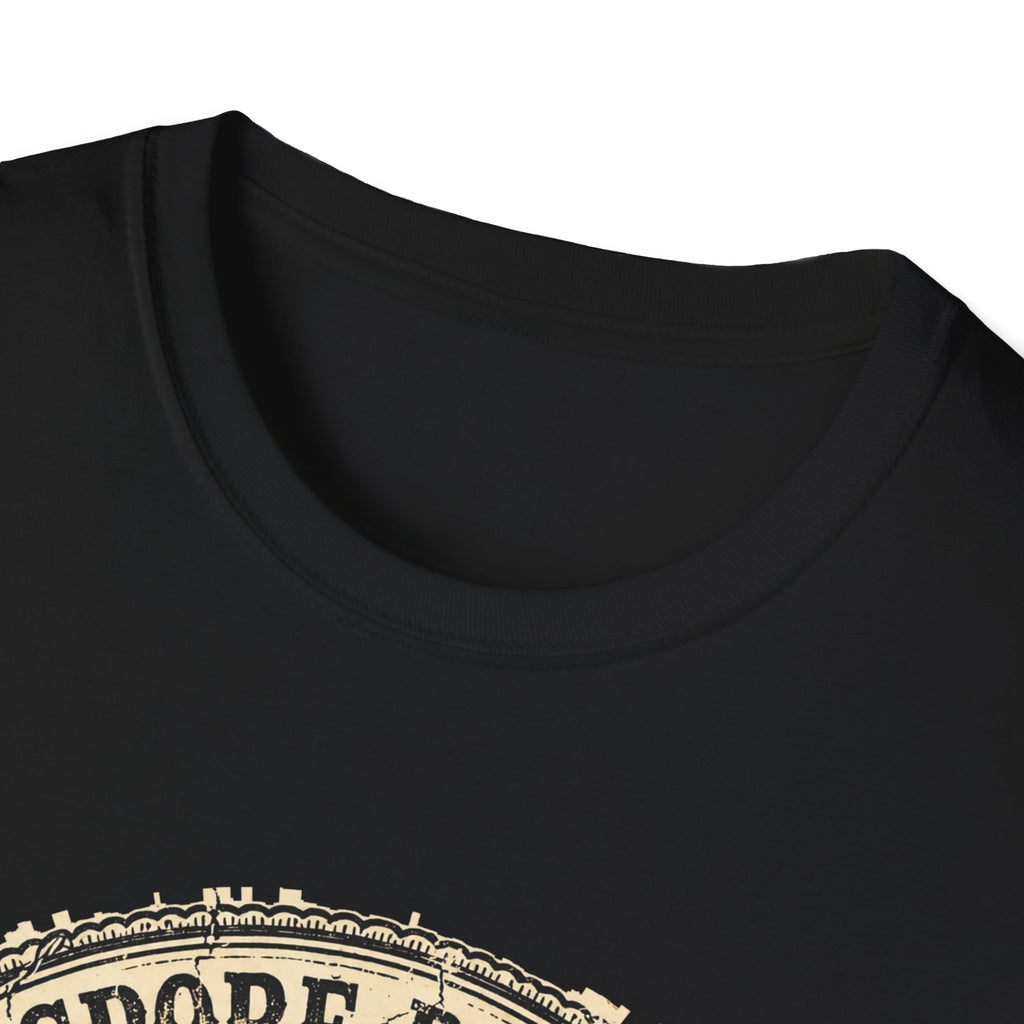 Spore Brew Mushroom Witch Cauldron Vintage Badge Halloween Tee