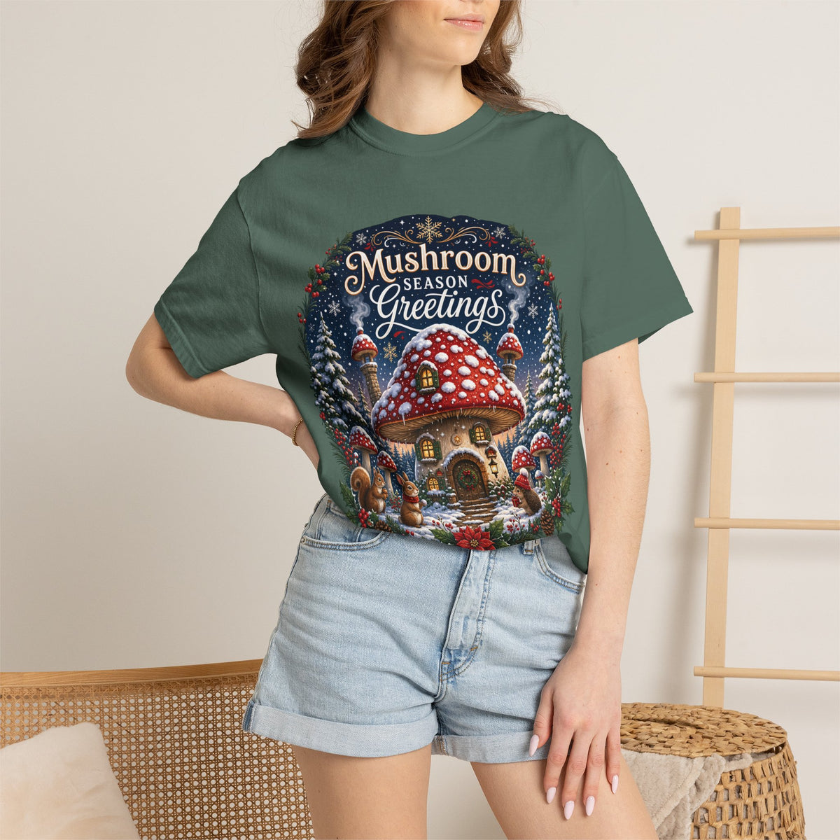 Mushroom Season's Greetings T‑Shirt