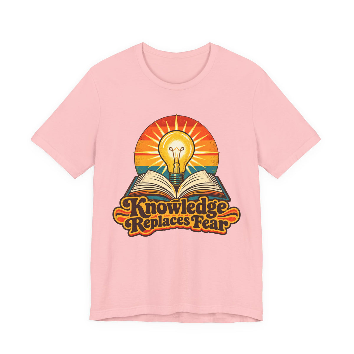 Knowledge Replaces Fear Retro Book Lightbulb Tee