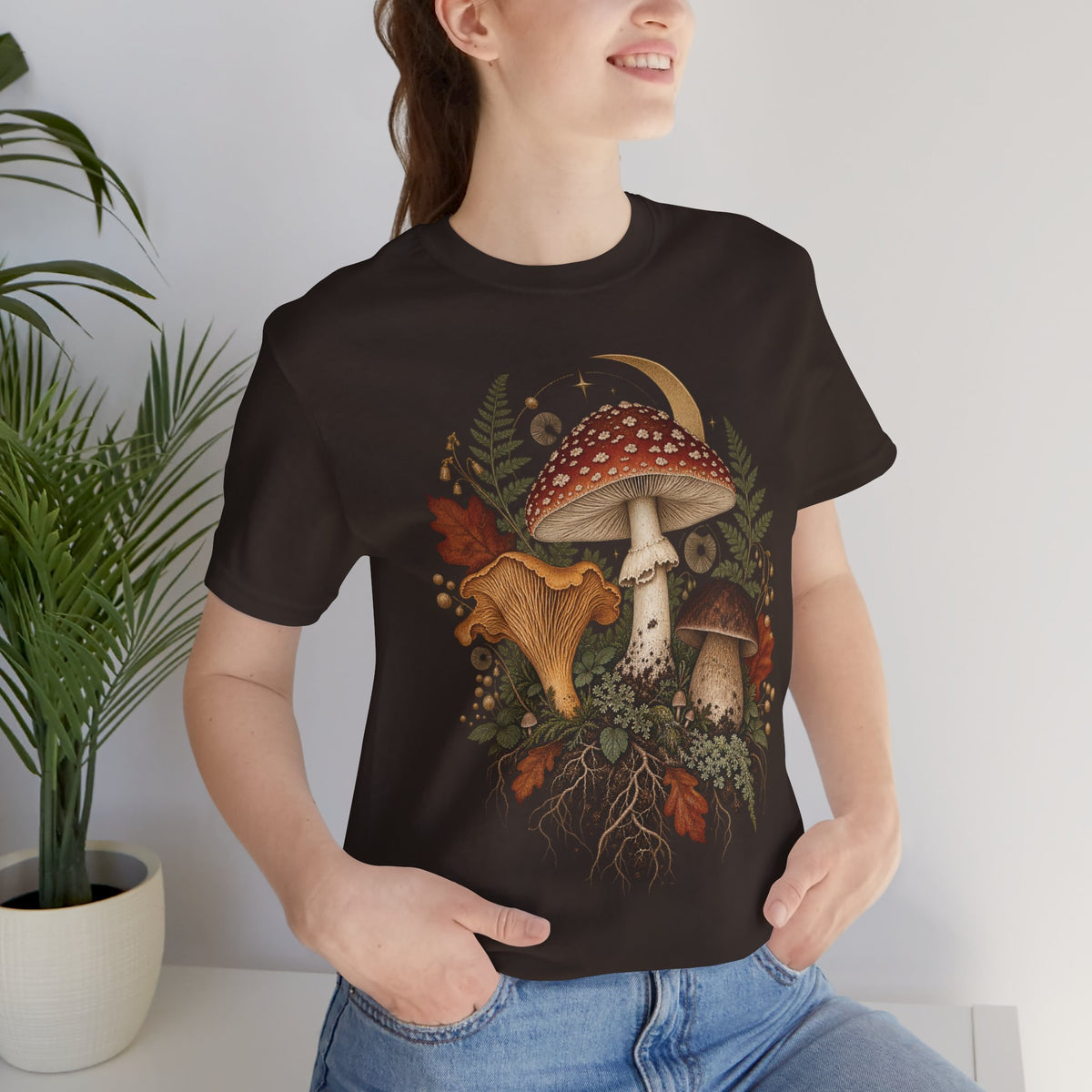 Mushroom Moon T‑Shirt — Vintage Foraged Fungi Tee