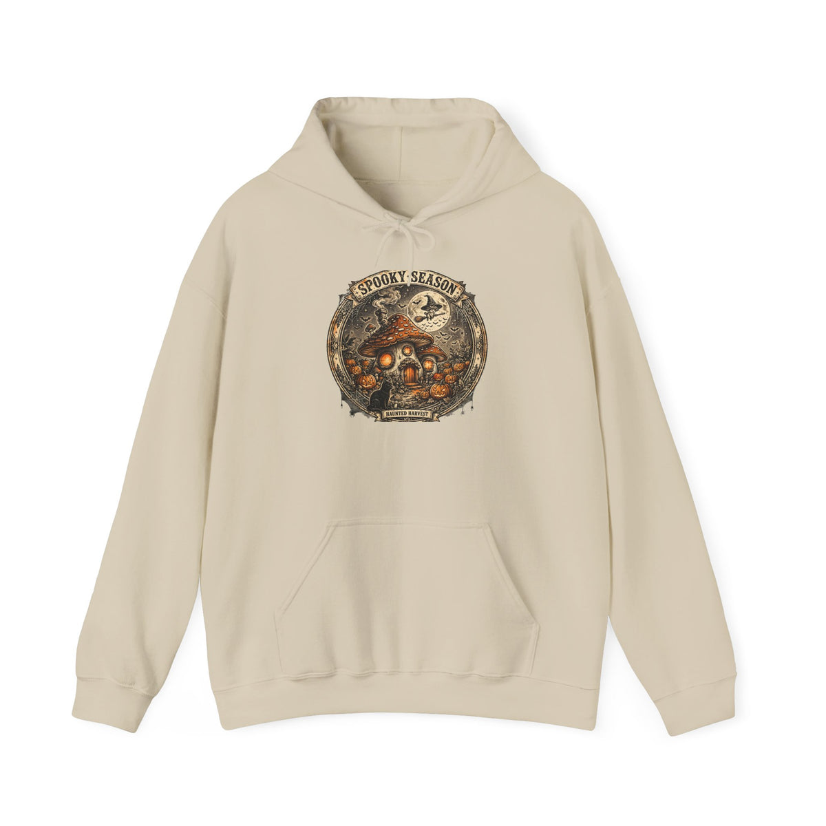 Haunted Harvest - Spooky Season Vintage Badge Hoodie