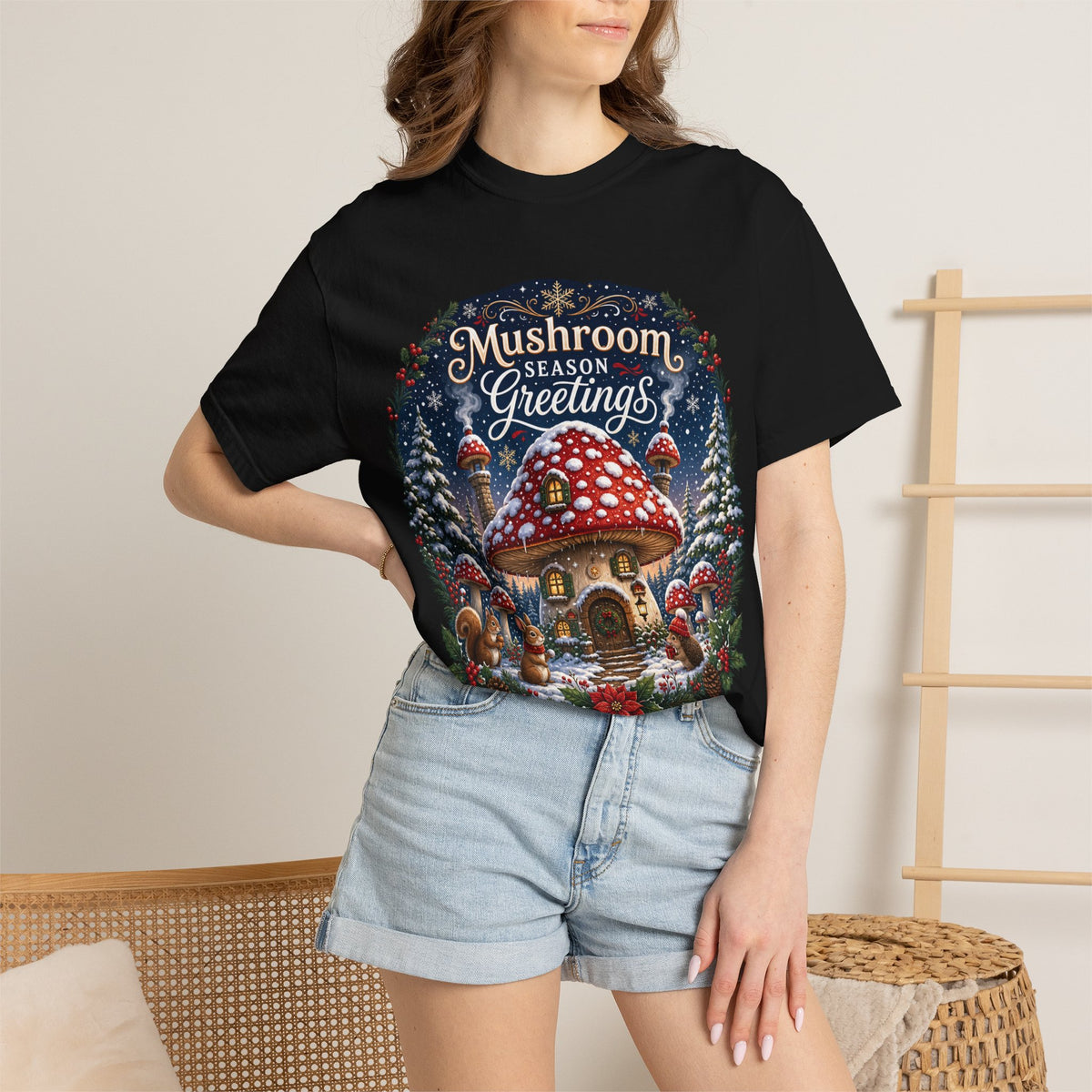 Mushroom Season's Greetings T‑Shirt