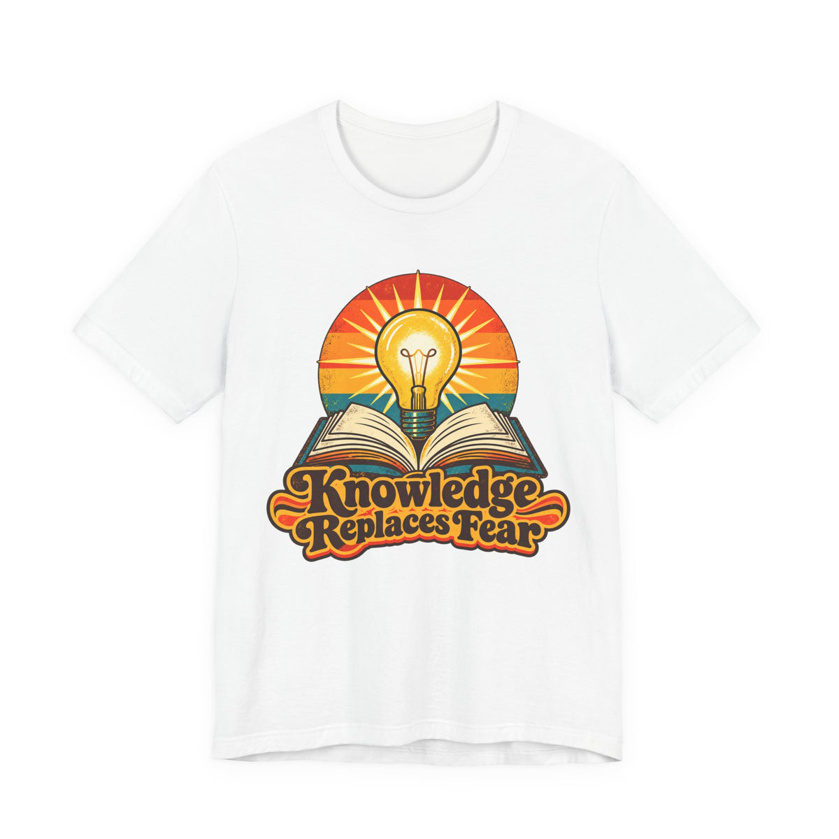 Knowledge Replaces Fear Retro Book Lightbulb Tee