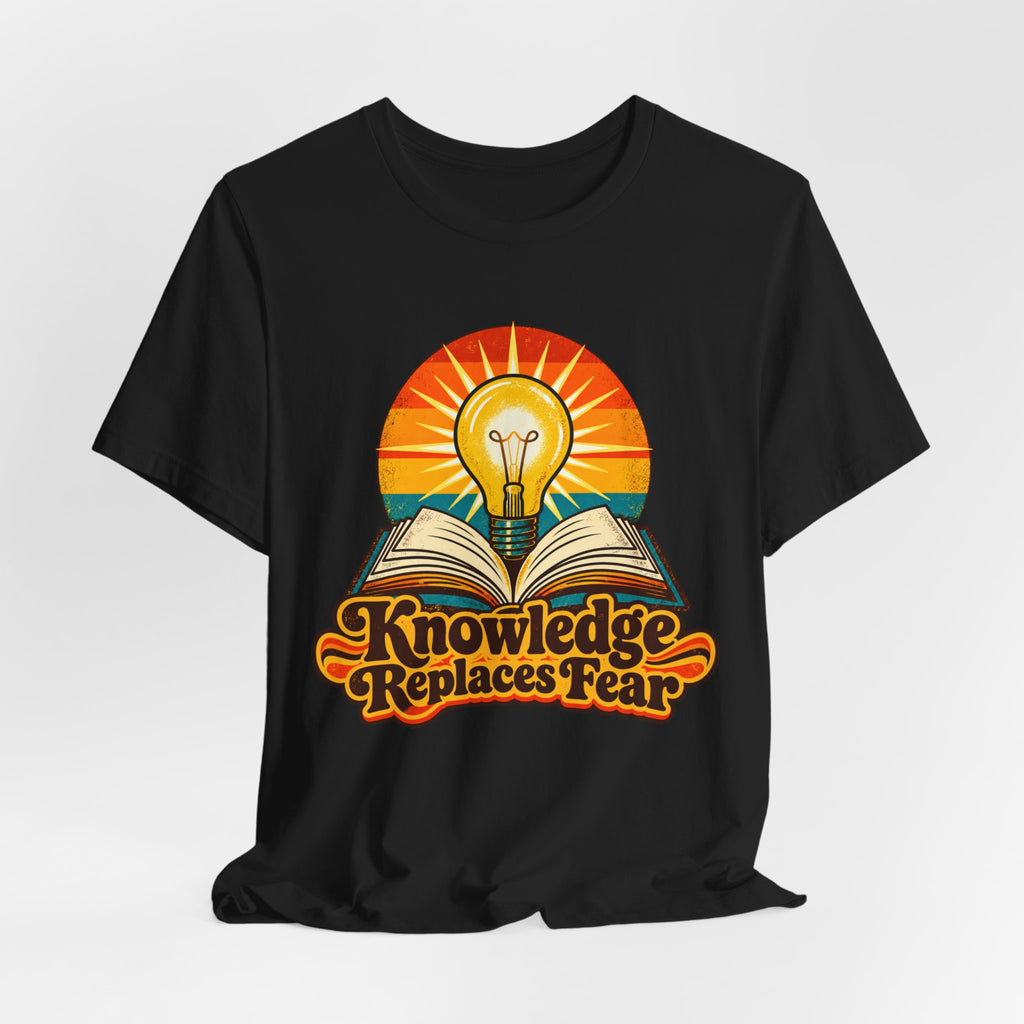 Knowledge Replaces Fear Retro Book Lightbulb Tee