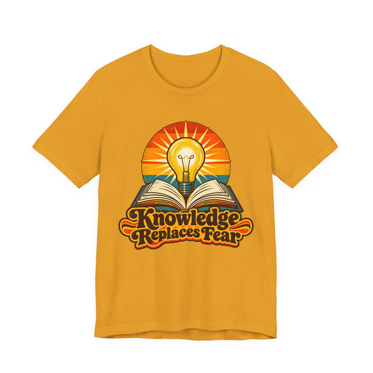 Knowledge Replaces Fear Retro Book Lightbulb Tee