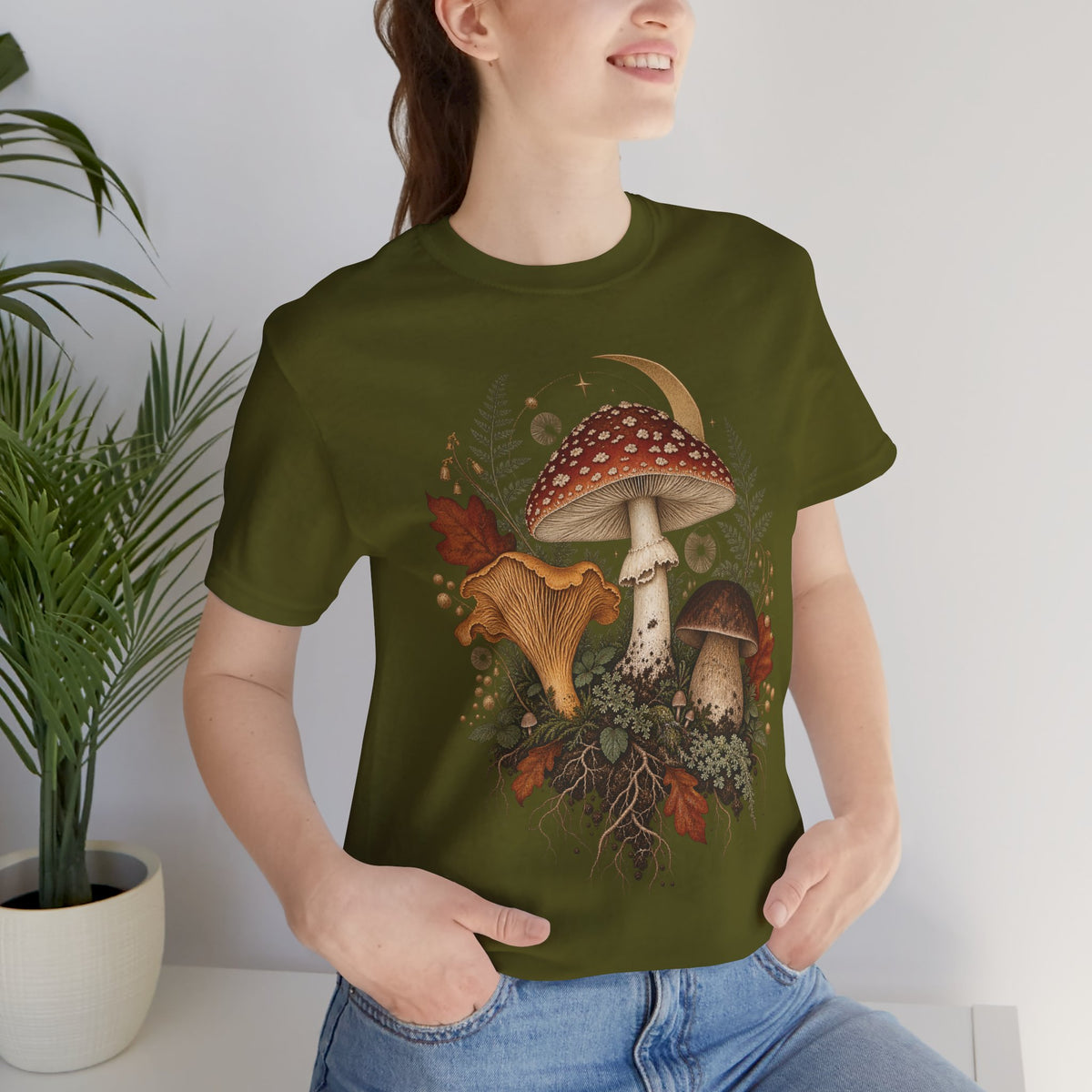 Mushroom Moon T‑Shirt — Vintage Foraged Fungi Tee