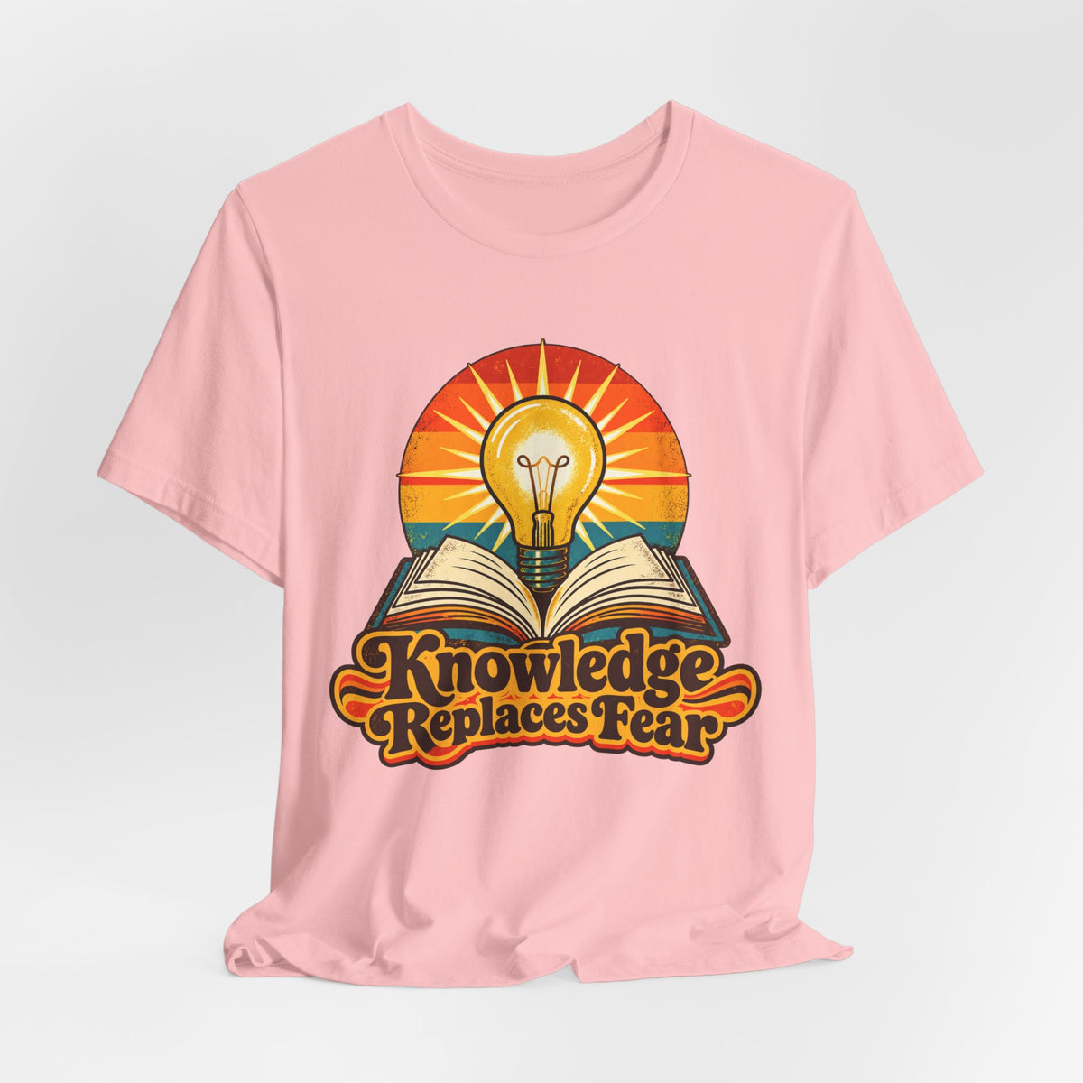 Knowledge Replaces Fear Retro Book Lightbulb Tee