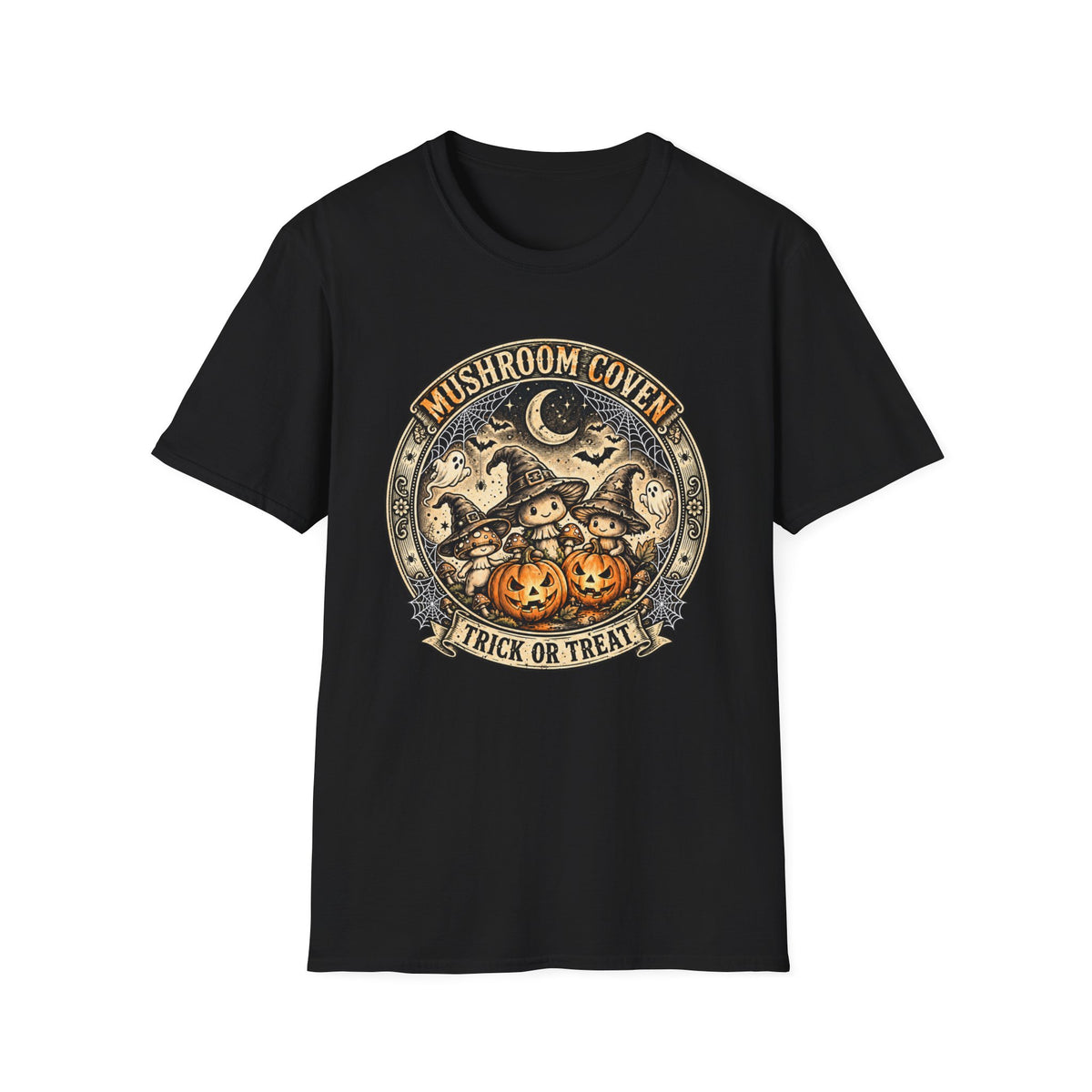 Mushroom Coven Trick or Treat Halloween Tee - Redrawn Web Edition