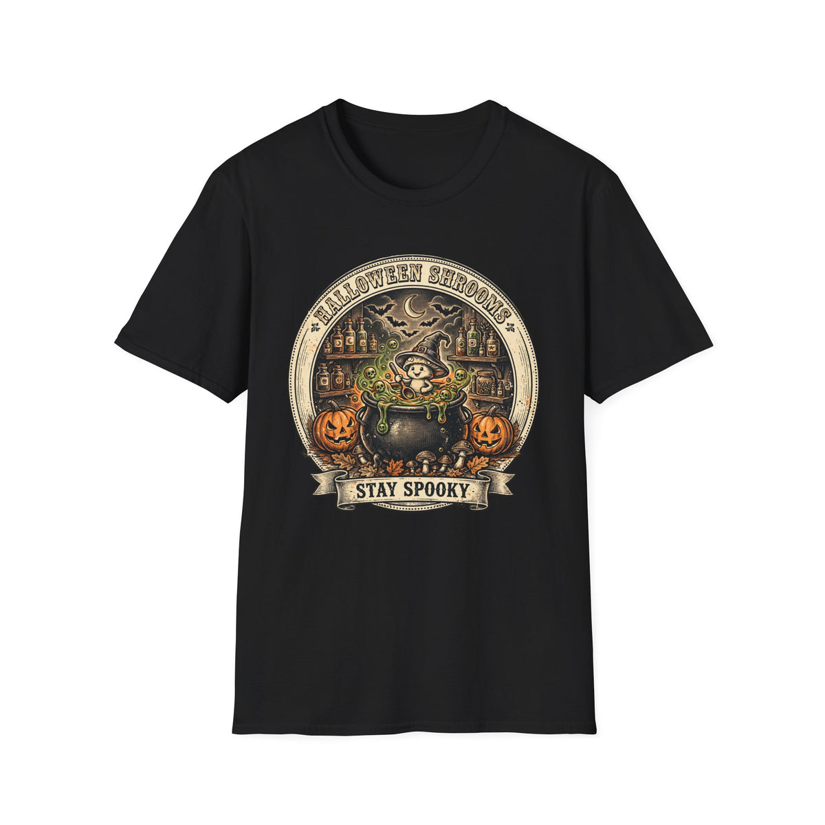 Halloween Shrooms Spooky Cauldron Halloween Tee