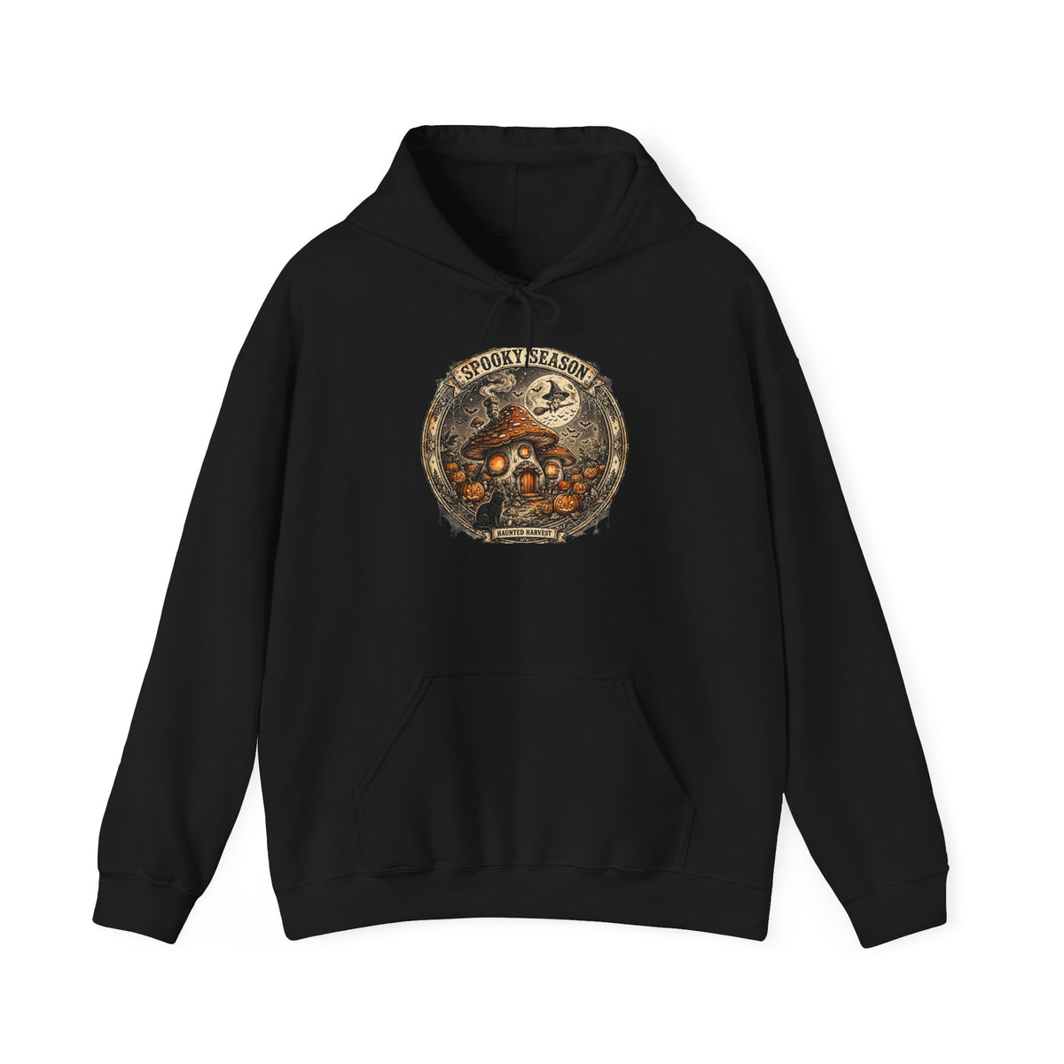 Haunted Harvest - Spooky Season Vintage Badge Hoodie