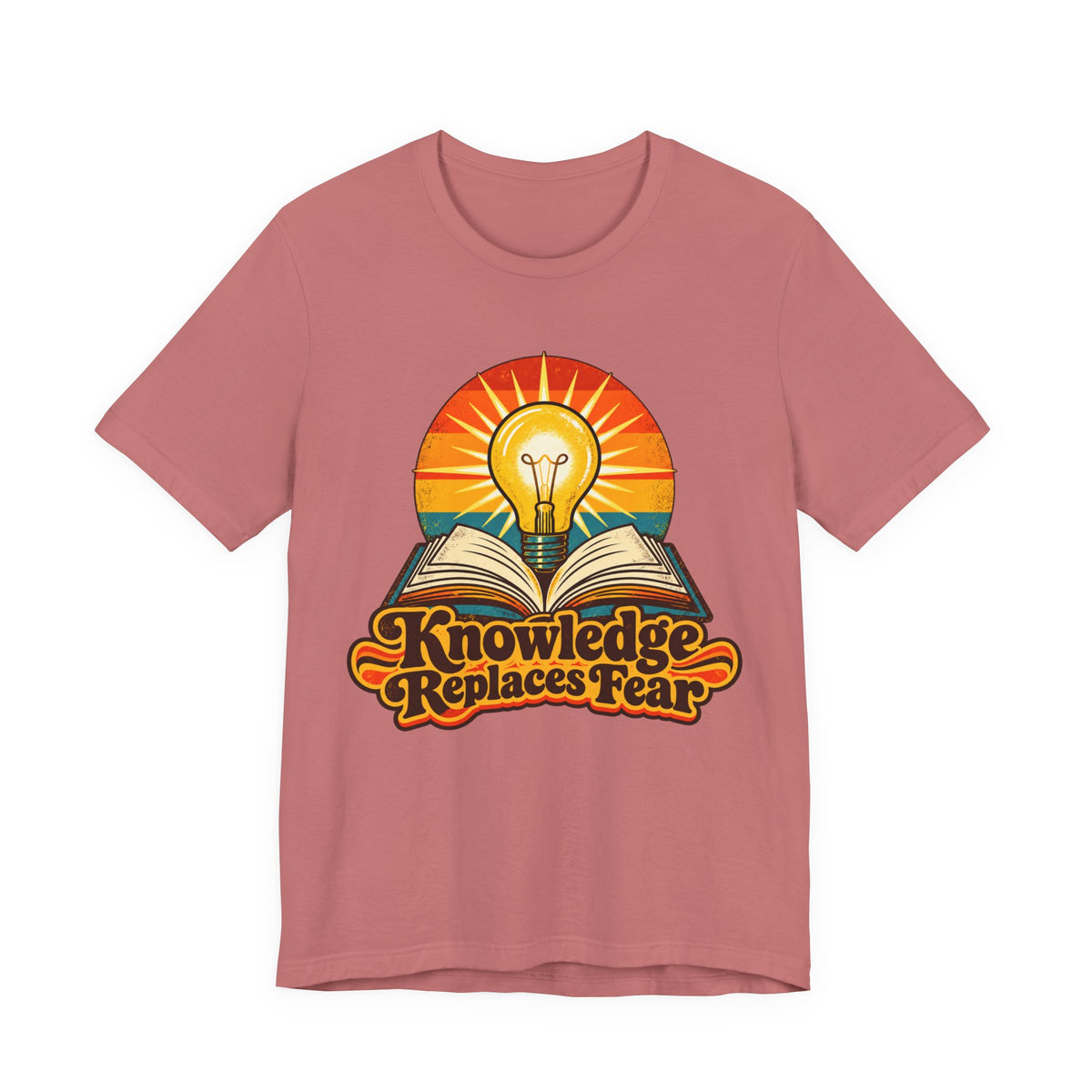 Knowledge Replaces Fear Retro Book Lightbulb Tee