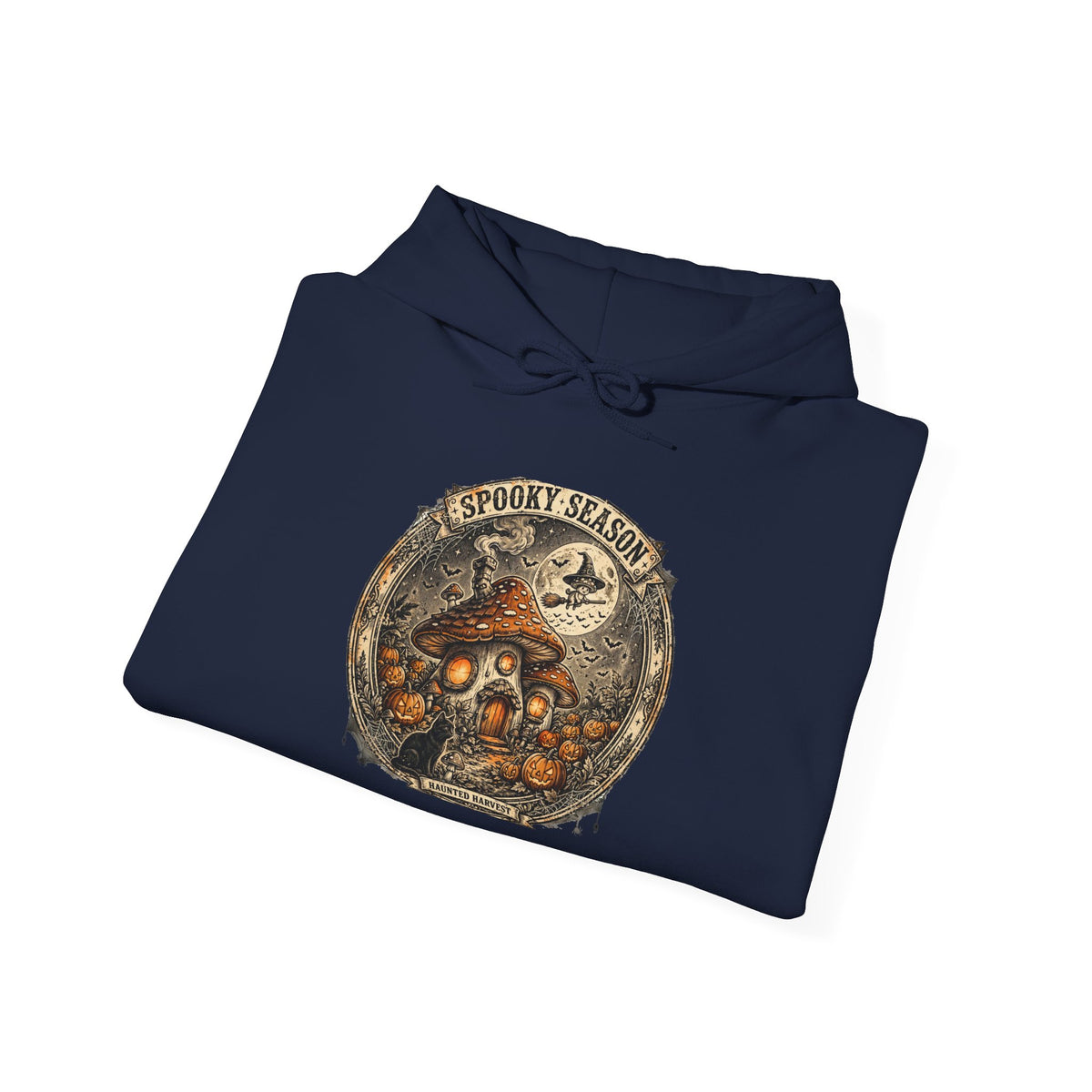 Haunted Harvest - Spooky Season Vintage Badge Hoodie