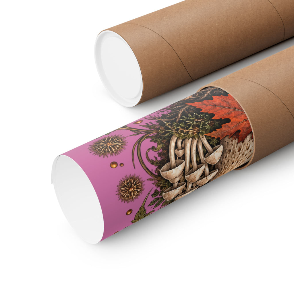Gathered After Dark Mushroom Field Guide Poster - Light Pink Background