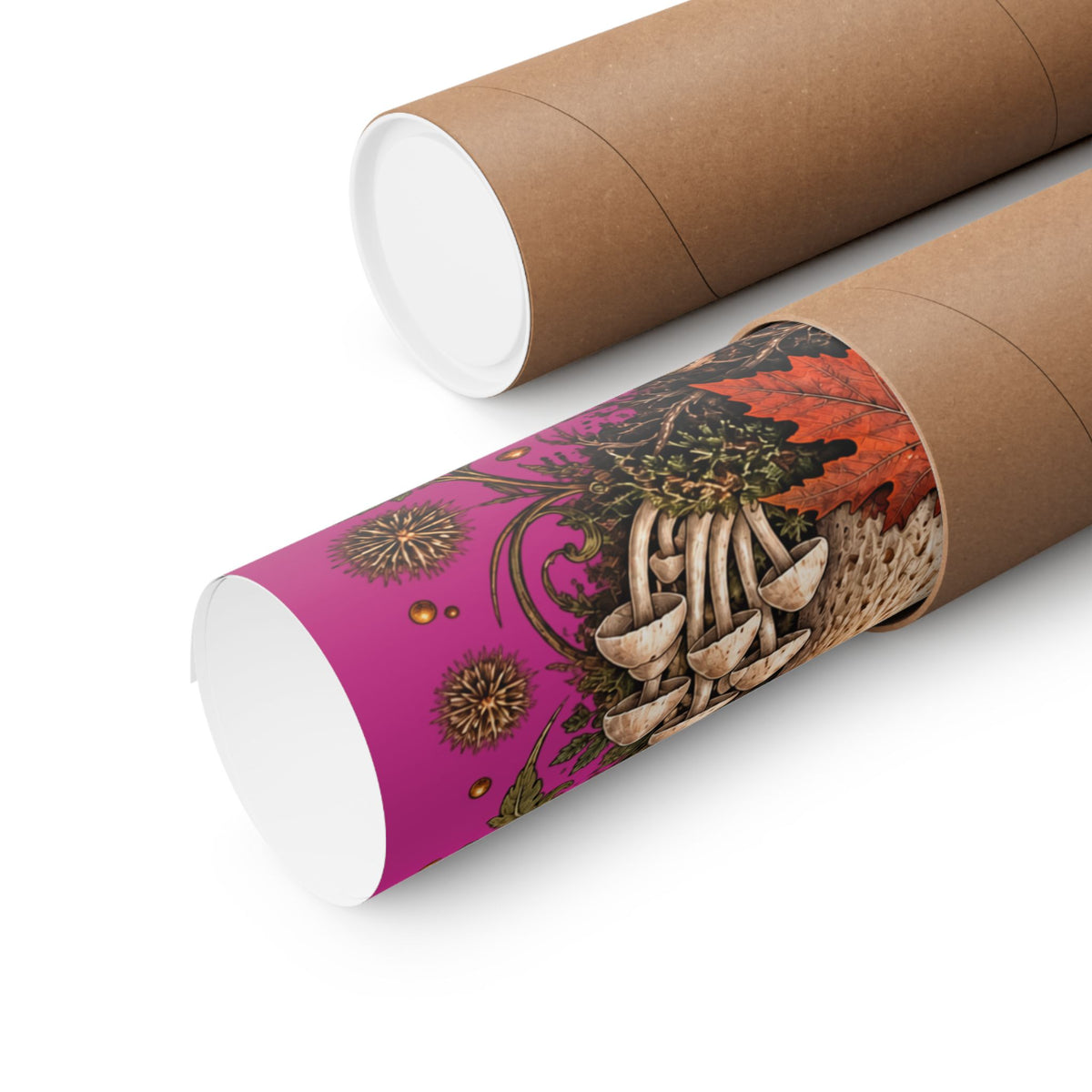 Gathered After Dark Mushroom Field Guide Poster - Pink Background