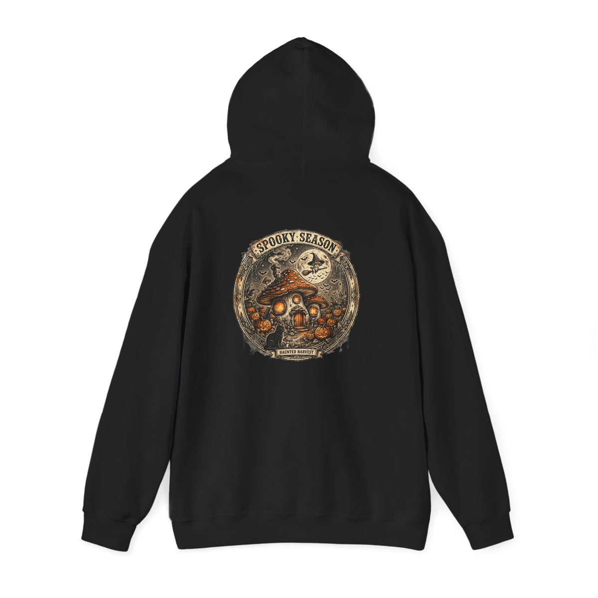 Haunted Harvest - Spooky Season Vintage Badge Hoodie