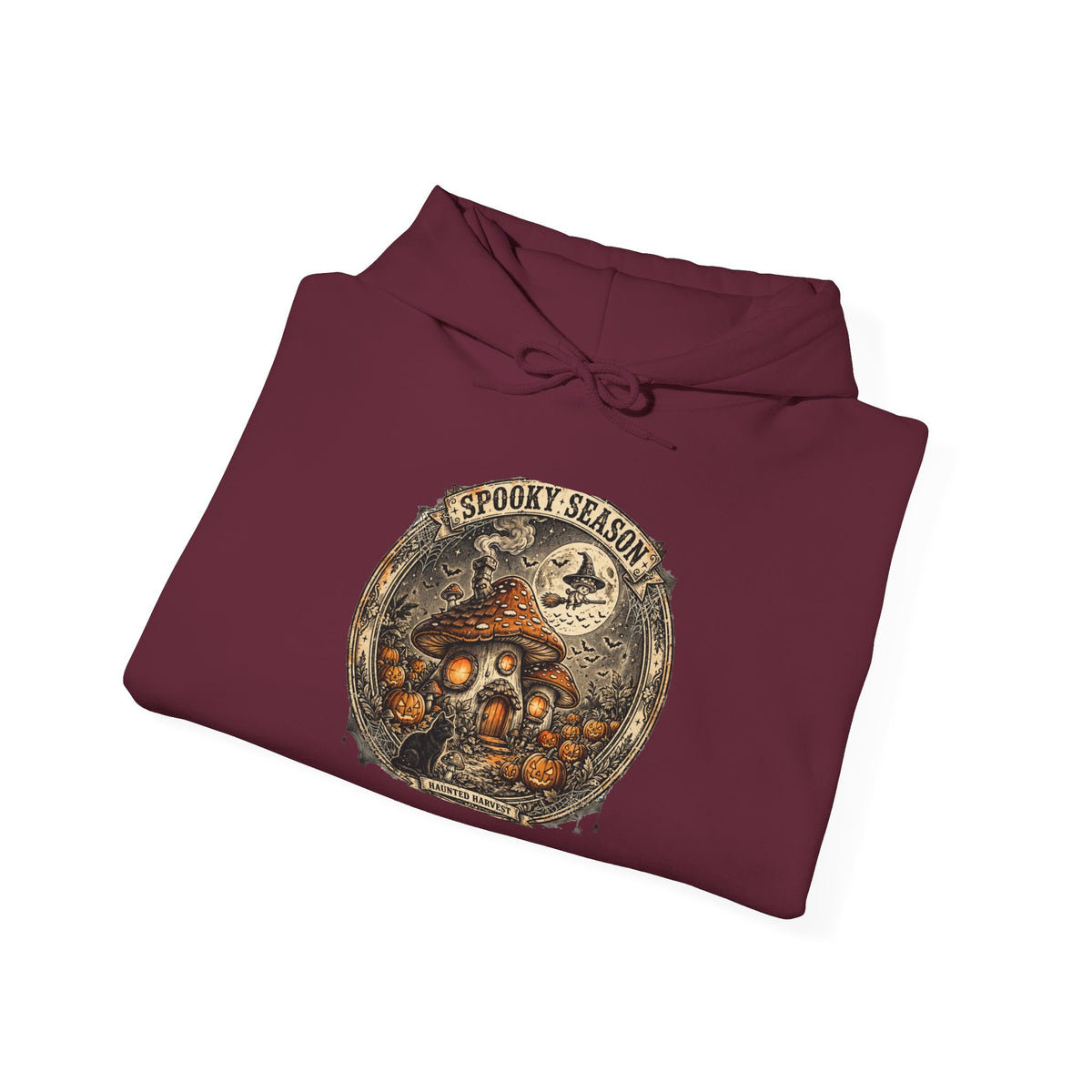 Haunted Harvest - Spooky Season Vintage Badge Hoodie