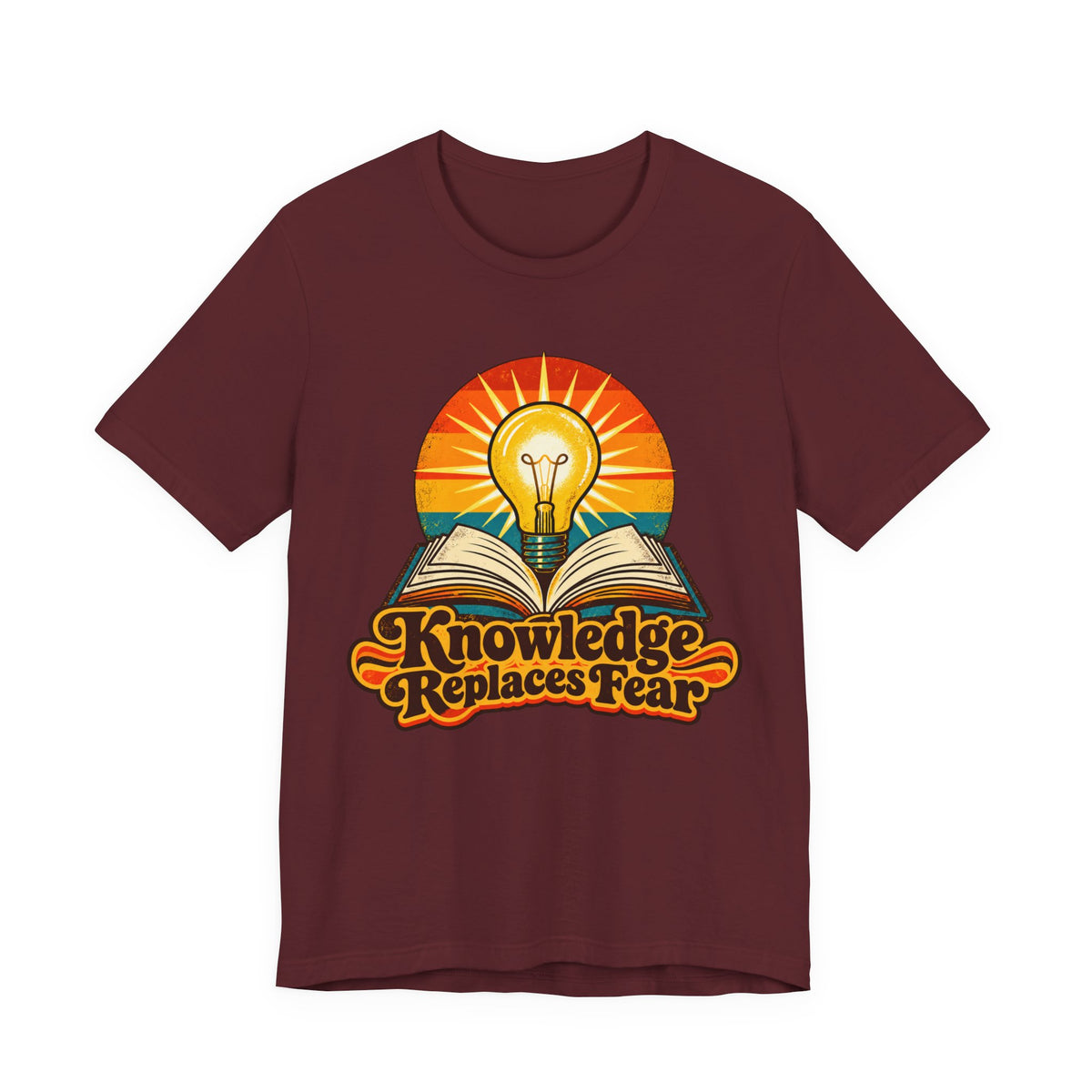 Knowledge Replaces Fear Retro Book Lightbulb Tee