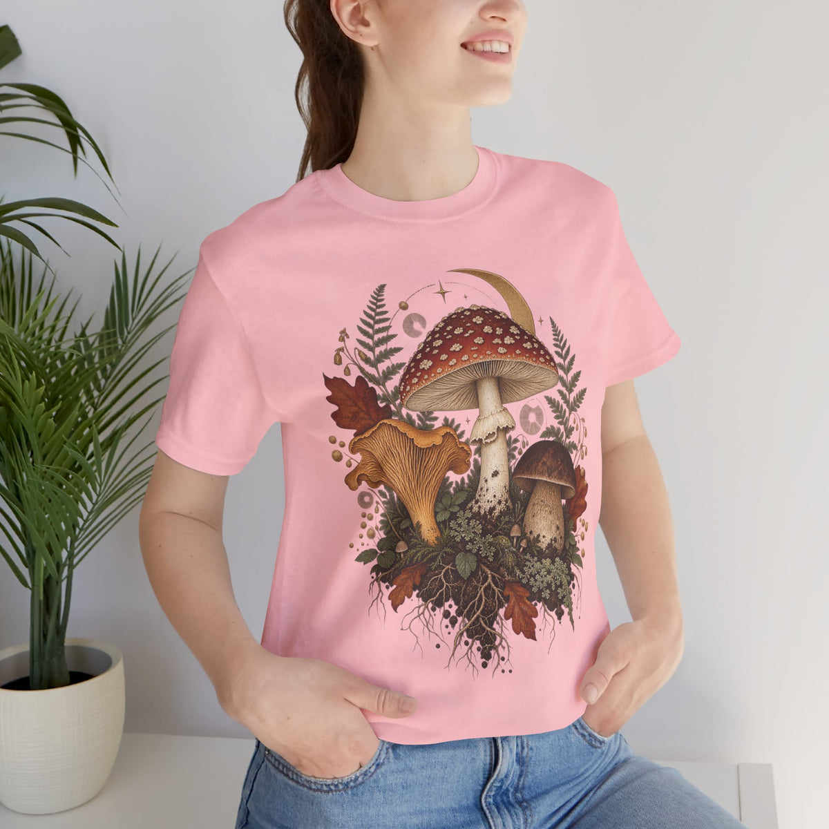 Mushroom Moon T‑Shirt — Vintage Foraged Fungi Tee