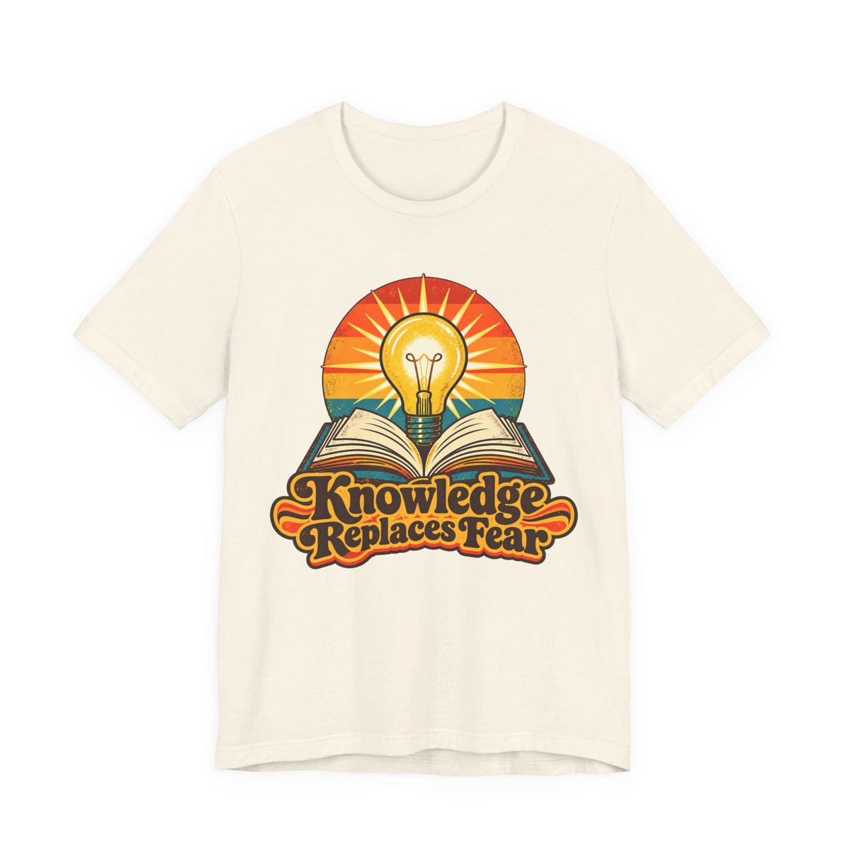 Knowledge Replaces Fear Retro Book Lightbulb Tee