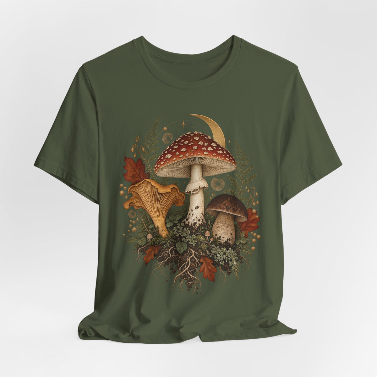 Mushroom Moon T‑Shirt — Vintage Foraged Fungi Tee