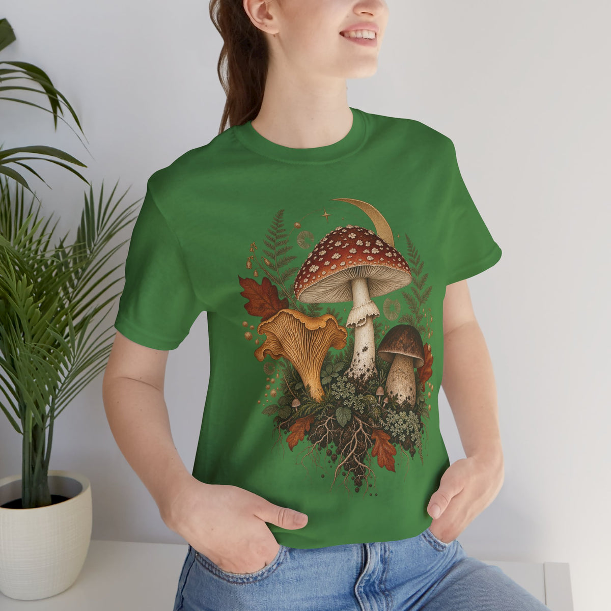 Mushroom Moon T‑Shirt — Vintage Foraged Fungi Tee