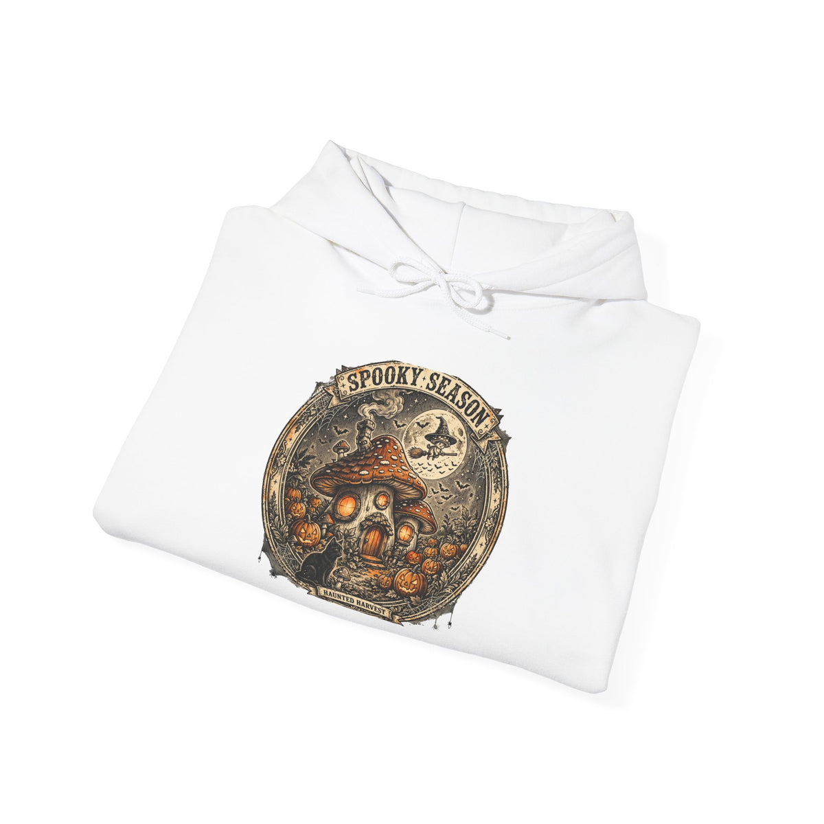 Haunted Harvest - Spooky Season Vintage Badge Hoodie