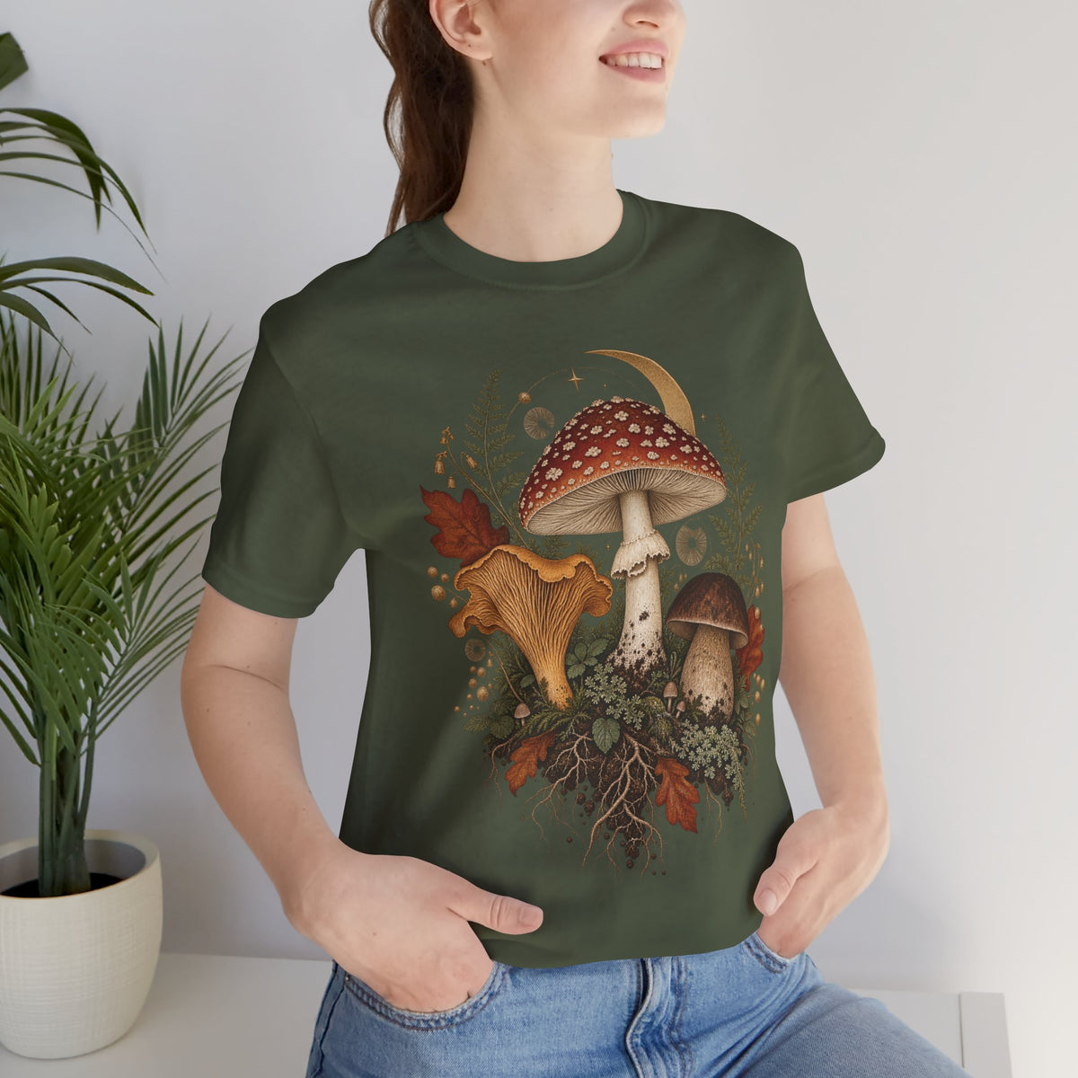 Mushroom Moon T‑Shirt — Vintage Foraged Fungi Tee